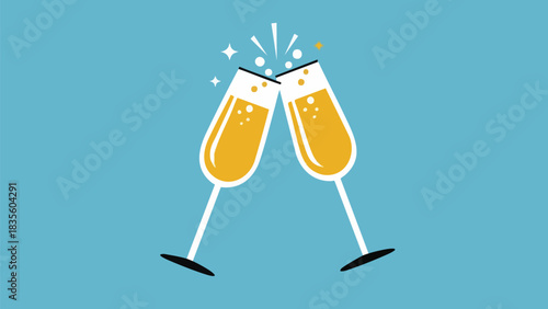 Cheers to the New Year Celebrating with Champagne Glasses - A Festive Icon