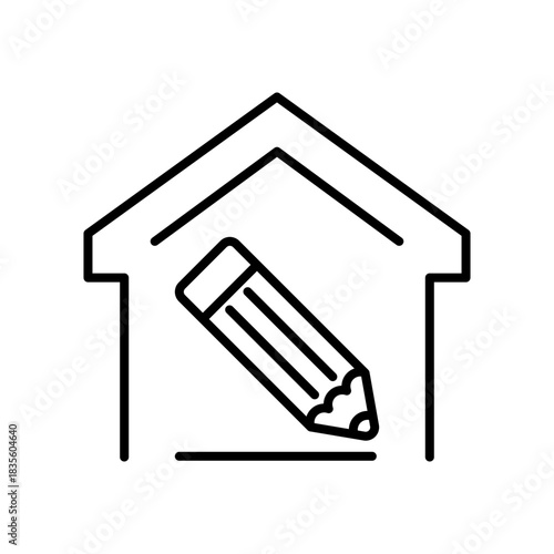 Home design vector icon. editable line icon: outline art, house ideas