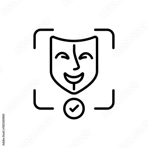 Theater vector icon: editable line icon with mask outline style for drama