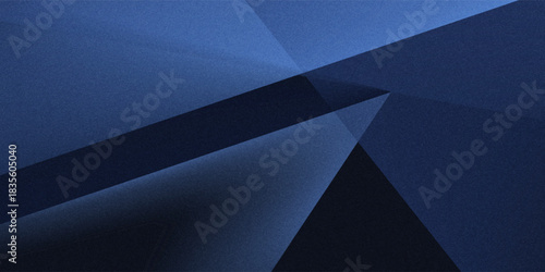 Black dark navy blue white abstract background. Geometric shape. Line stripe angle triangle polygon mosaic. Color gradient. Noise grain dust rough particle. Glow light. Design. Template. Minimal.