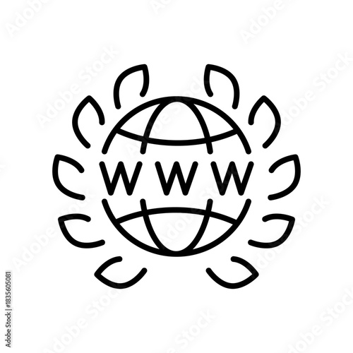 Internet globe vector icon. editable line icon with outline style, web and network concept