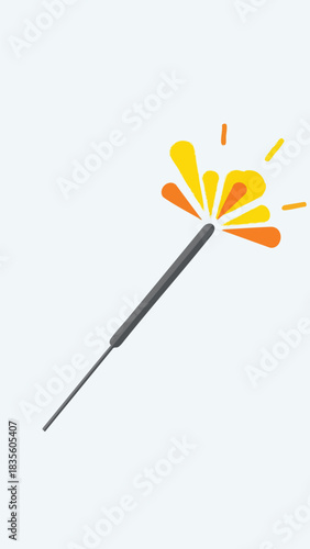 Festive sparkler illustration with vibrant bursts of orange and yellow light