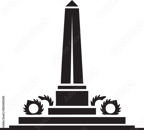 Black Silhouette of a Monument Commemorating History and Remembrance