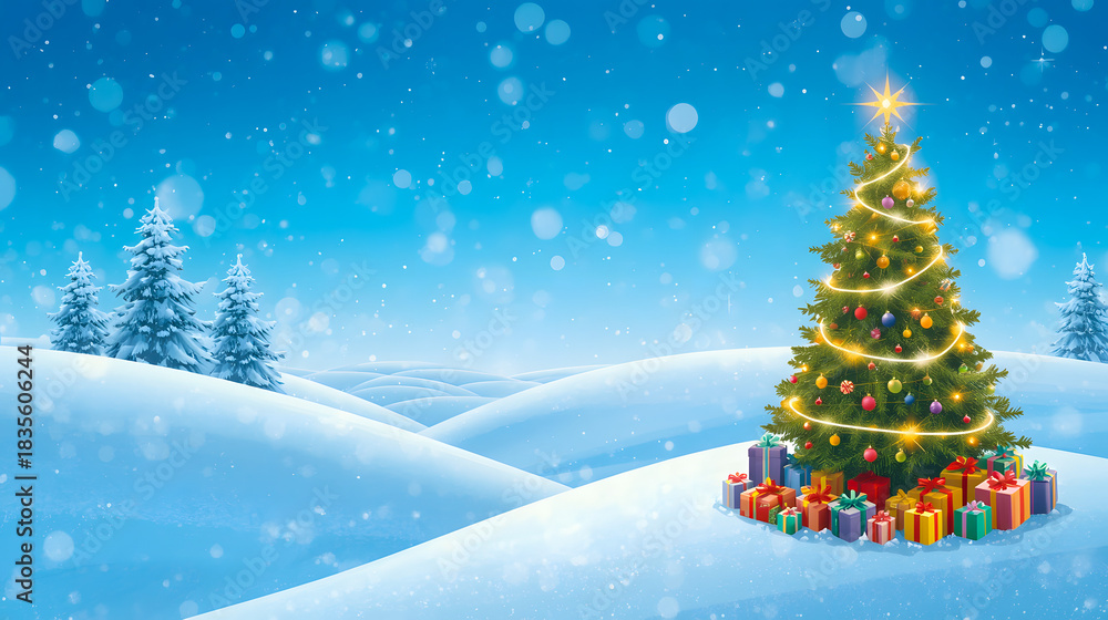 Obraz premium christmas tree with snow