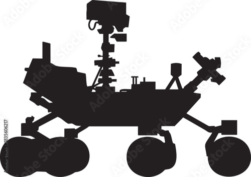 Black Silhouette of a Space Exploration Rover for Scientific Research