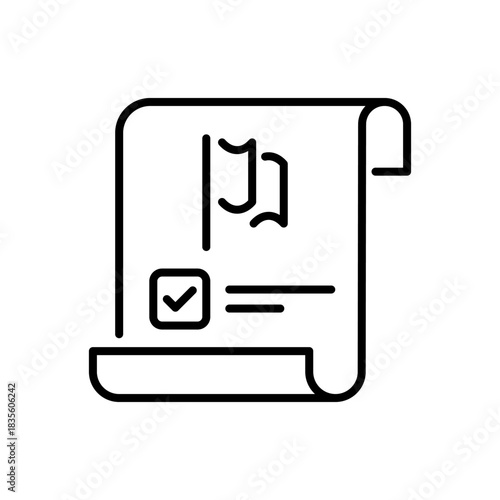 Document vector icon, editable line icon in outline style: file, paper, checklist