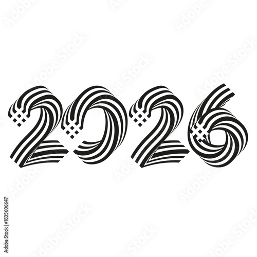 2026 Minimalista en Blanco y Negro con Líneas Fluídas