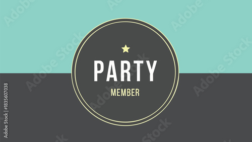 Contemporary party member identification badge, featuring a star icon, perfect for festive holiday celebrations, exclusive events, and new year's gatherings