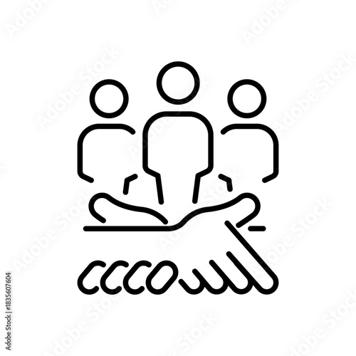 Teamwork vector icon. editable line icon in outline style, support, community, unity