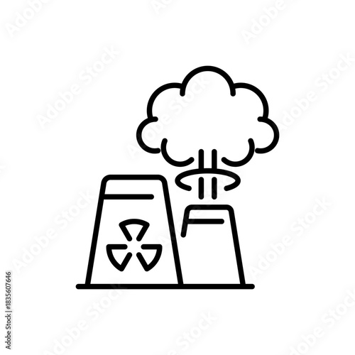 Nuclear power plant vector icon. editable line icon, outline style, power plant illustration