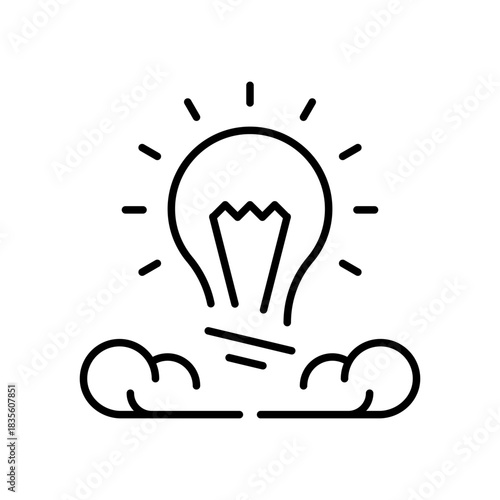 Light bulb vector icon. editable line icon, outline idea symbol, inspiration concept
