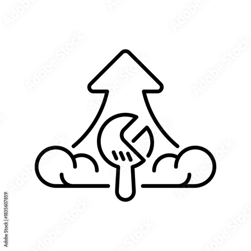 Cloud computing vector icon, editable line icon for data networks and cloud storage
