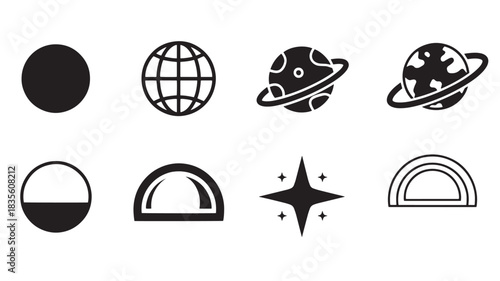 Planet vector icon illustration earth saturn star space cosmos astronomy globe sphere universe graphic element design sign symbol