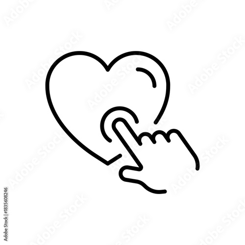 Heart and hand vector icon: editable line icon in outline style for charity and care