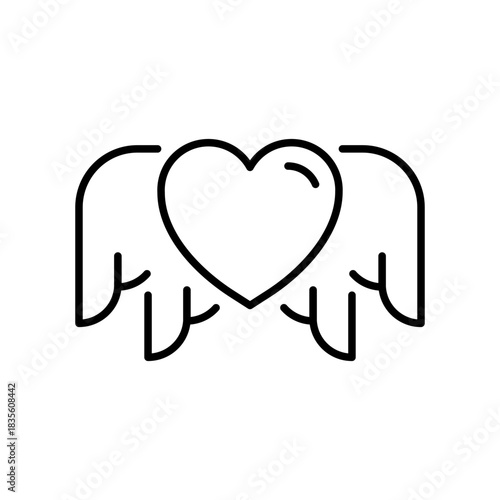 Heart vector icon. editable line icon with love symbols in outline style
