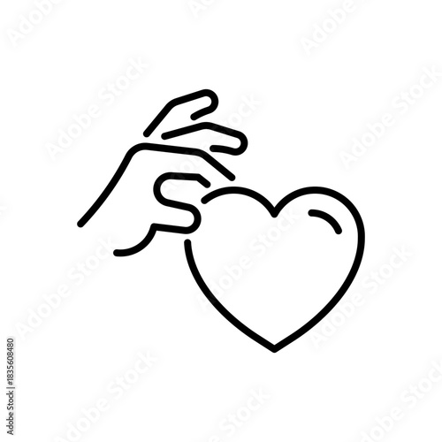 Charity vector icon. editable line icon, outline hands and heart symbol