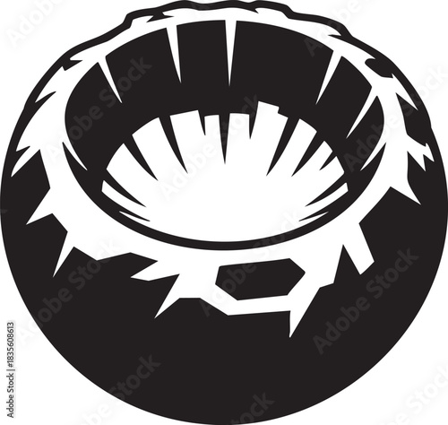 Crown of thorns symbol of sacrifice and suffering in black and white