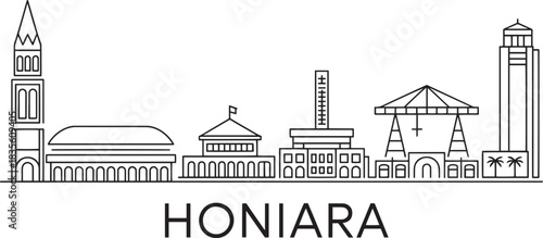 Honiara solomon islands skyline detailed vector line illustration cityscape architectural silhouette outline