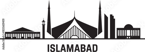 Islamabad pakistan modern capital city skyline silhouette detailed vector illustration famous monuments