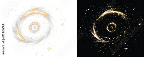 Gold sparkle gold sparkle light shine and bright star white and gold sparkle with glitter light and stardust glow. Festive gold sparkle dust. Transparent Stock Illustration