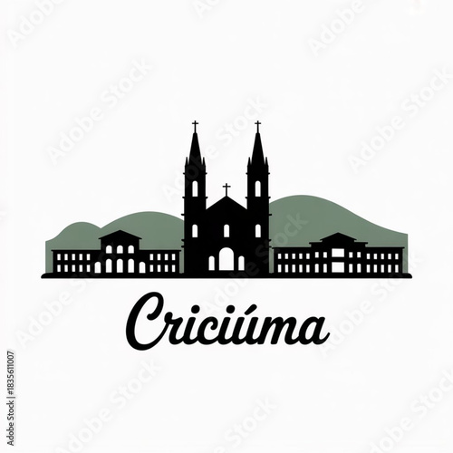 Criciúma Skyline Silhouette — Industrial & Cultural Capital of Southern Santa Catarina Brazil Vector Illustration