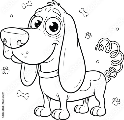 Cute Cartoon Puppy – Easy Coloring Page for Kids
