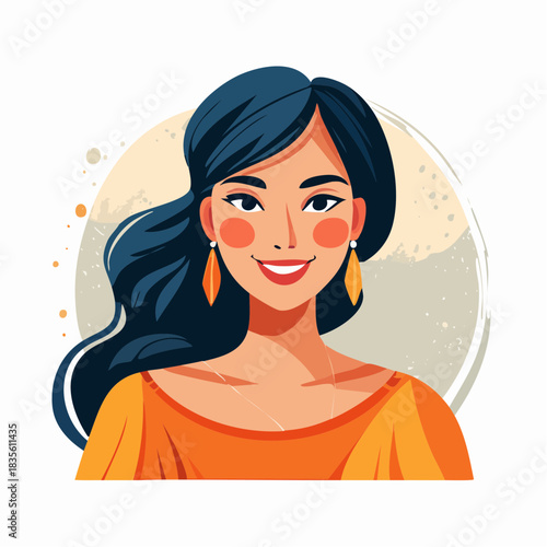 Beautiful smiling woman avatar in modern flat style illustration
