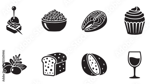 Culinary Indulgence Featuring Appetizers Seafood Dessert Bread Wine and More Delightful Food Items Displayed Neatly