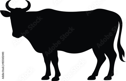 Black animal silhouette of a bull and cow illustration suitable for farm or beef cattle vector