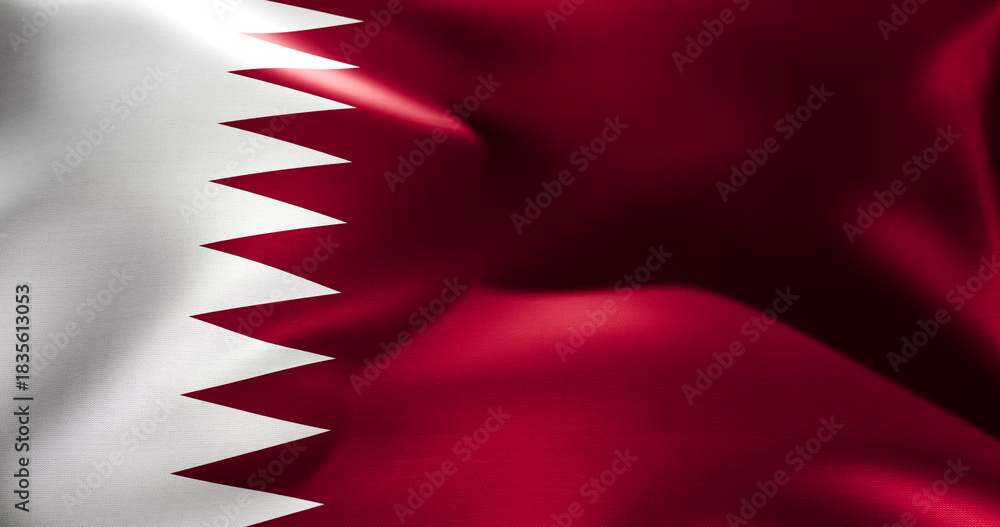 Obraz premium Flag of Qatar waving high resolution 10K+ size