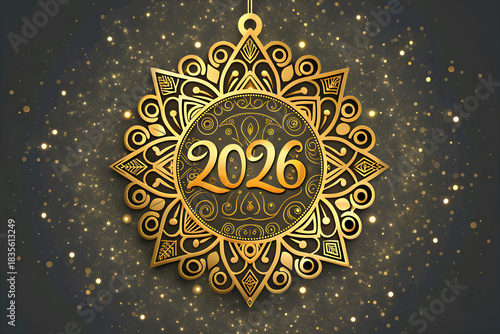 Happy New Year 2026 Celebration Illustration with Festive Modern Design