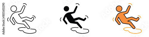 Person Slipping and Falling icon vector. Workplace and Public Awareness symbol. vector illustration.