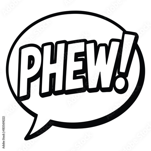 Phew comic book speech bubble illustration