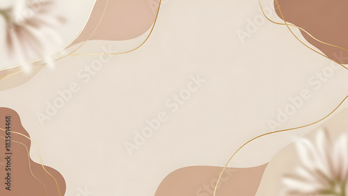 Abstract beige and brown floral background with copy space