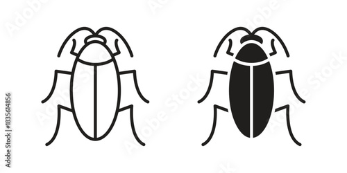 Cockroach icon. Outline, Glyph and Filled Outline Style