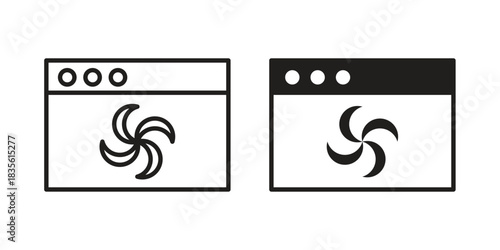 Convection turbofan stove icon. Outline, Glyph and Filled Outline Style