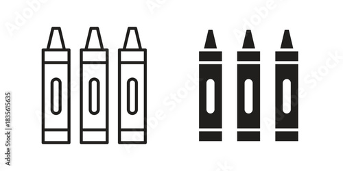 Crayon icon. Outline, Glyph and Filled Outline Style