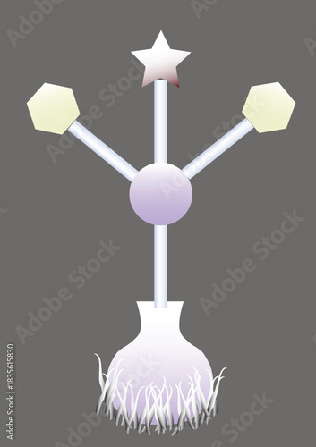 Abstract vector illustration of a candle, technology icon, and business sign with arrows, perfect for modern design and science