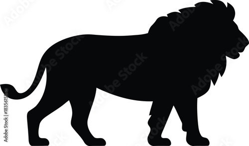 Lion silhouette standing proudly against a white background