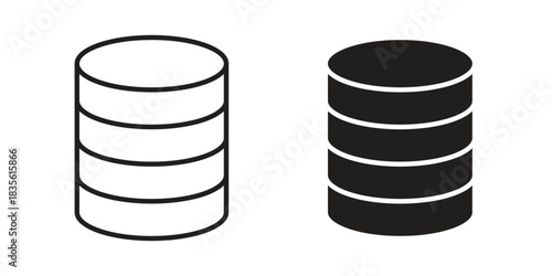 Cylinder database icon. Outline, Glyph and Filled Outline Style