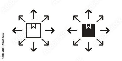 Distribution box icon. Outline, Glyph and Filled Outline Style