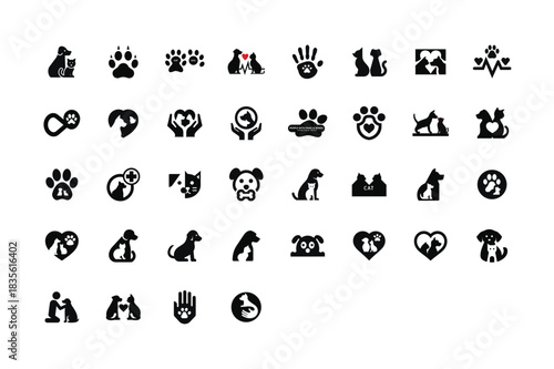 Collection of animal care vector icons