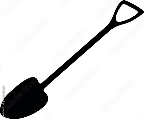 Black silhouette of shovel isolated on white background	