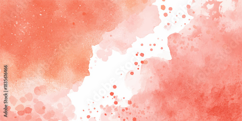 Abstract watercolor wash with soft coral and peach tones and white space for copy