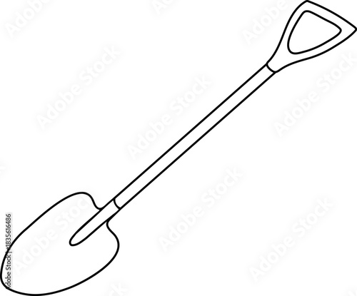 Coloring page with shovel isolated on white background	