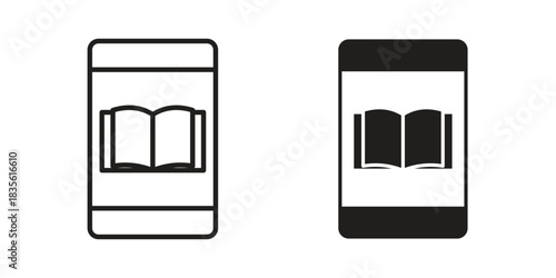 Ebook icon. Outline, Glyph and Filled Outline Style