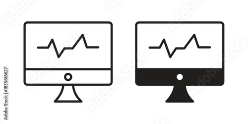 EKG monitor icon. Outline, Glyph and Filled Outline Style