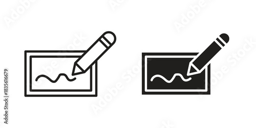 Electronic signature icon. Outline, Glyph and Filled Outline Style