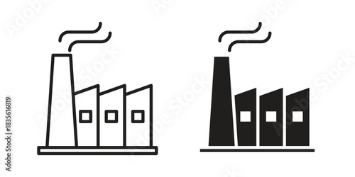 Factory icon. Outline, Glyph and Filled Outline Style