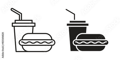 Fast food icon. Outline, Glyph and Filled Outline Style